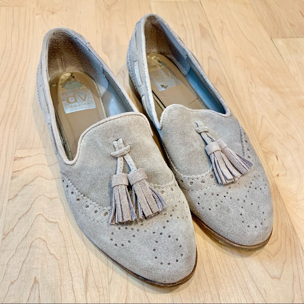 Gray Suede Tassel Loafers